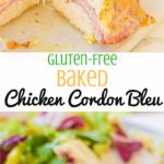 This gluten-free chicken cordon bleu recipe is both quick and easy. Crunchy outer coating and juicy chicken in the middle, all topped with warm ham and ooey gooey melted swiss cheese! www.blessherheartyall.com