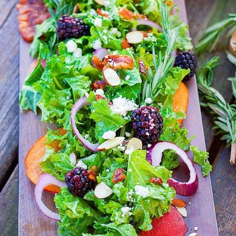 Fall Peach Salad + Rosemary Maple Vinaigrette