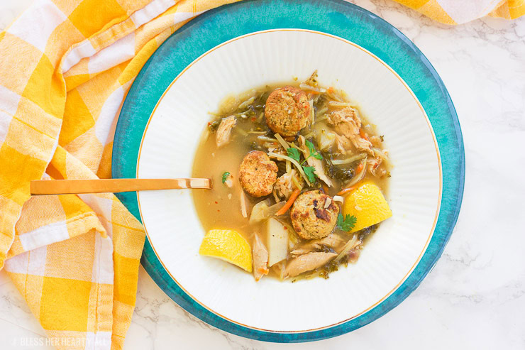 This healthy leftover turkey lemon garlic soup will warm you up with it's hearty savory broth and it's immune-boosting lemon and garlic. It's the perfect excuse to use up those Thanksgiving turkey leftovers and fight off those cool-weather colds! It is also gluten-free, paleo, and dairy-free!