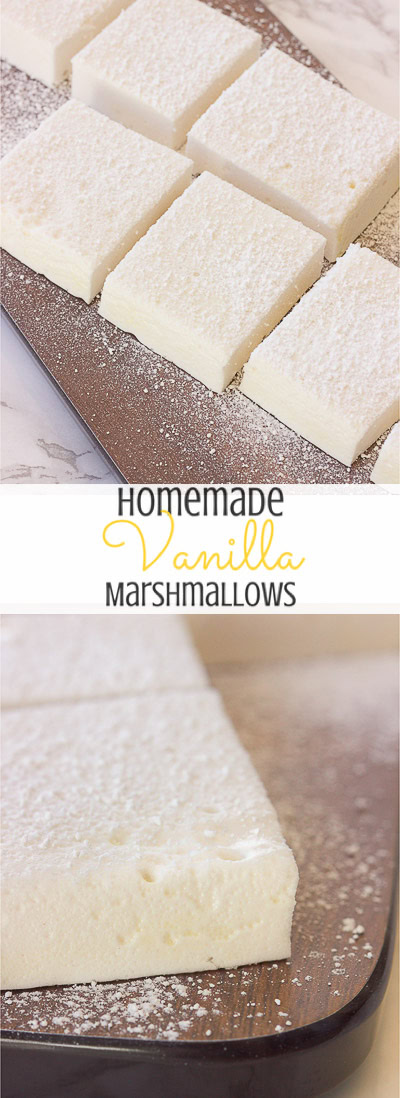 These gluten-free vanilla marshmallows are easy and simple to make and are sweet and fluffy.  This classic homemade treat is great inside of a s'more or fantastic all on it's own!