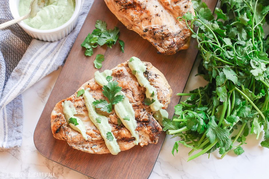 Healthy Cilantro Avocado Cream Sauce Chicken