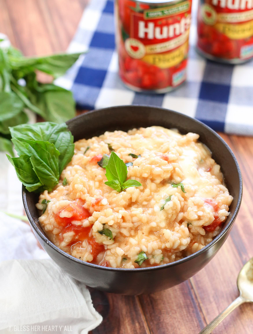 simple caprese risotto (gluten free, vegetarian, and heart healthy!)