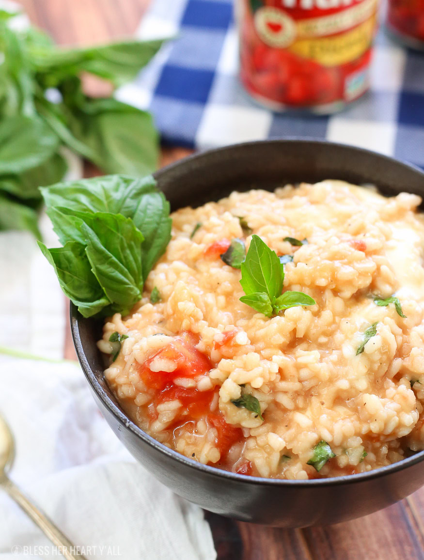 simple caprese risotto (gluten free, vegetarian, and heart healthy!)