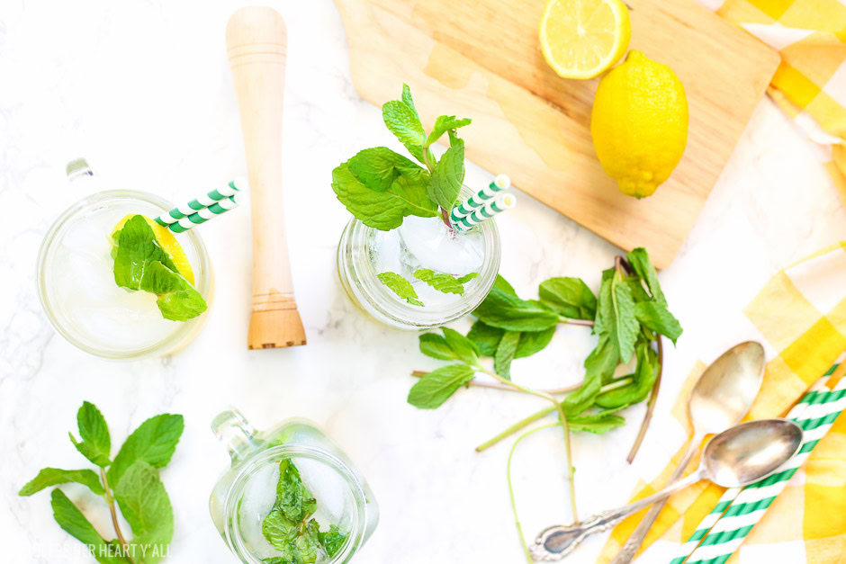 This lemonade mint julep recipe blends summer's most refreshing fresh squeezed lemonade and stirs it up into spring's hottest mint julep cocktail! Lemon, bourbon, mint, and sweet that's perfect for an outdoor party, watching the Kentucky Derby, or just a relaxing time outside on your back porch!