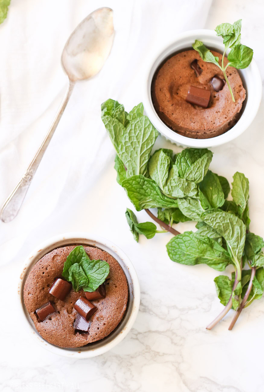 This one minute mint chocolate mug cake is soft, fluffy, decadent, and most importantly packed full of gooey mint chocolate flavor all in one simple and quick gluten free serving!