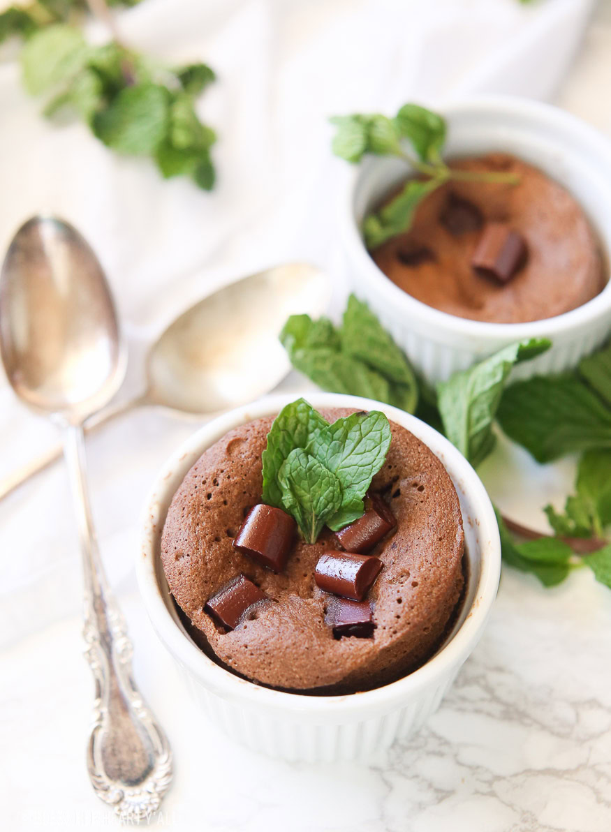 This one minute mint chocolate mug cake is soft, fluffy, decadent, and most importantly packed full of gooey mint chocolate flavor all in one simple and quick gluten free serving!