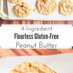 These 4-ingredient gluten free peanut butter cookies take creamy peanut butter, sugar, baking soda, and an egg and in 10 minutes turn it into soft and doughy-centered gluten free peanut butter cookies with perfectly crispy golden brown outer edges. Perfect for dunking in a cold glass of milk!