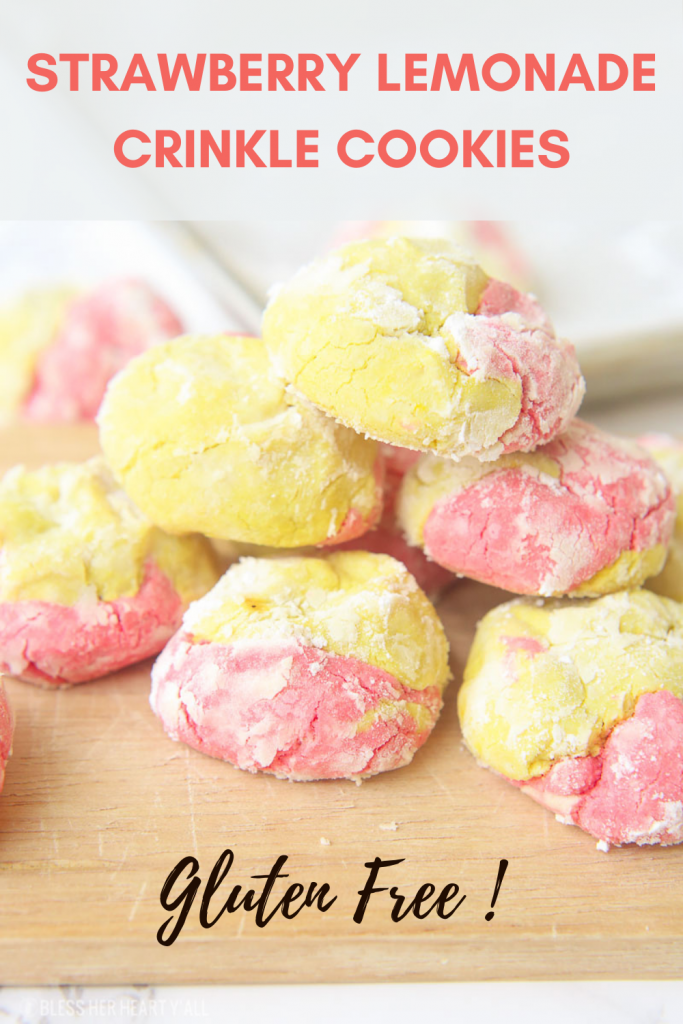  GLUTEN FREE STRAWBERRY LEMONADE CRINKLE COOKIES