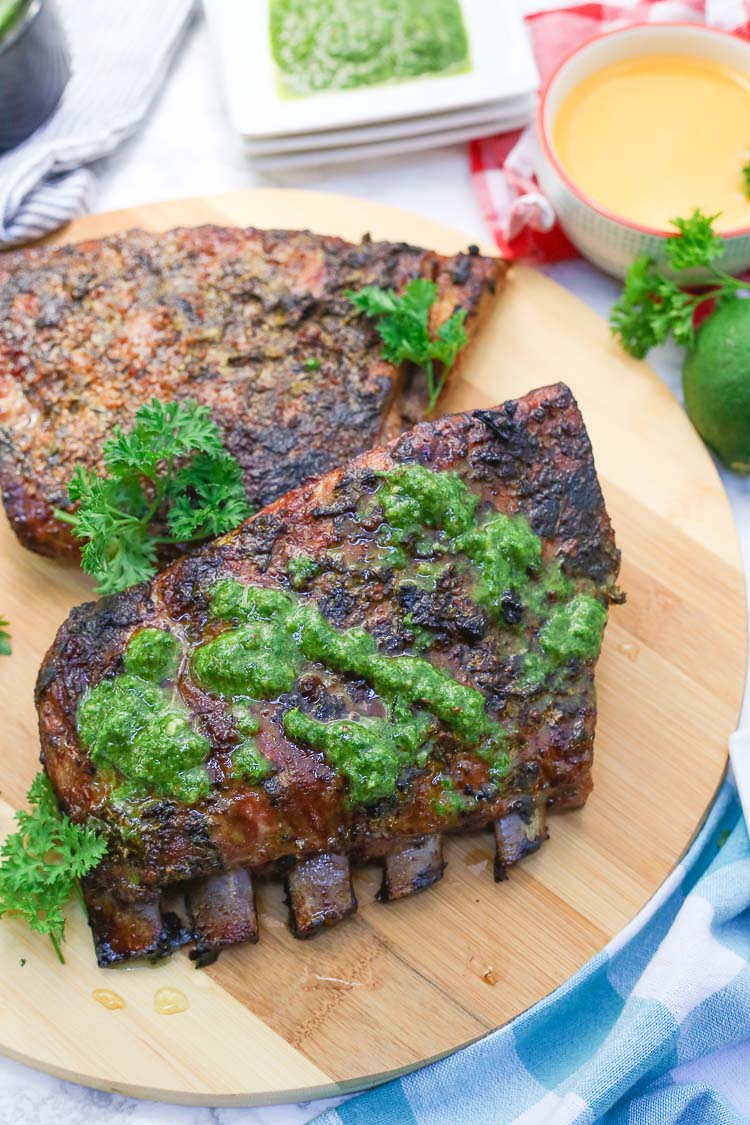 mojo chimichurri marinated grilled pork ribs recipe
