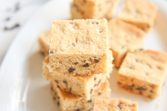 gluten-free blondies stacked in pile