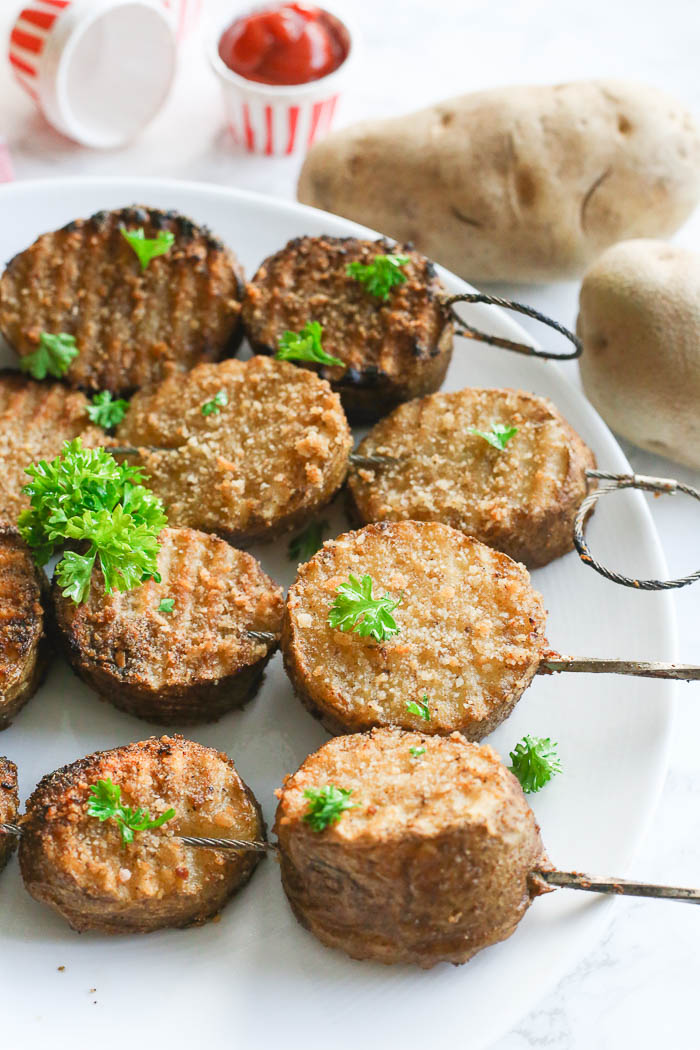 Grilled Marinated Potatoes on Skewers