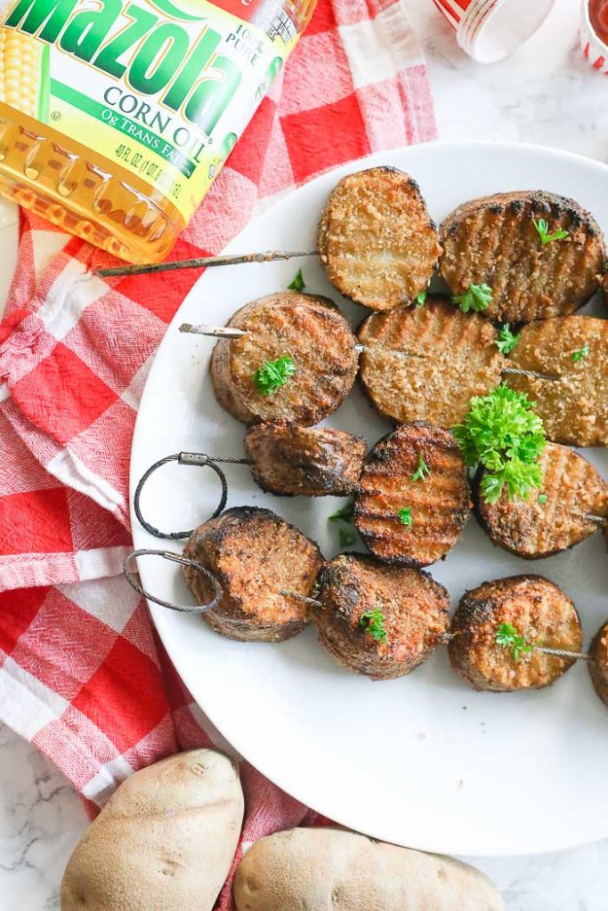 Grilled Marinated Potatoes on Skewers