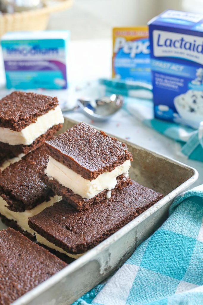 gluten free ice cream sandwich halves stack in pan