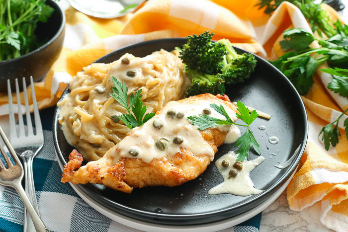 Gluten Free Chicken Piccata with Creamy Pasta