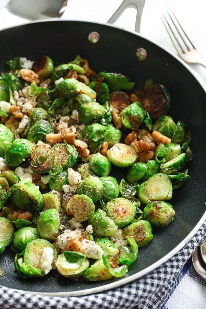  Blue Cheese Brussel Sprouts in a pan