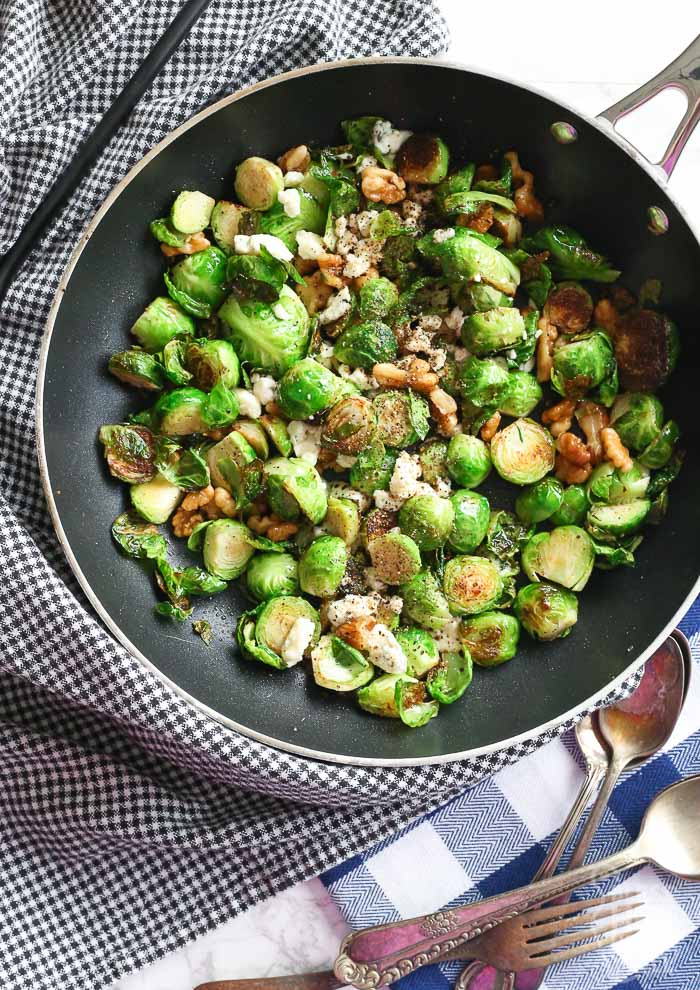 Pan-Fried Blue Cheese Brussel Sprouts