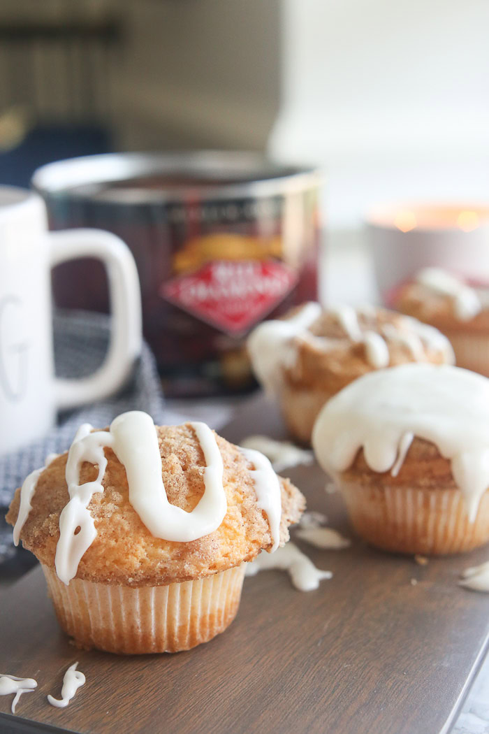 coffee cake muffins gluten-free with icing drizzle