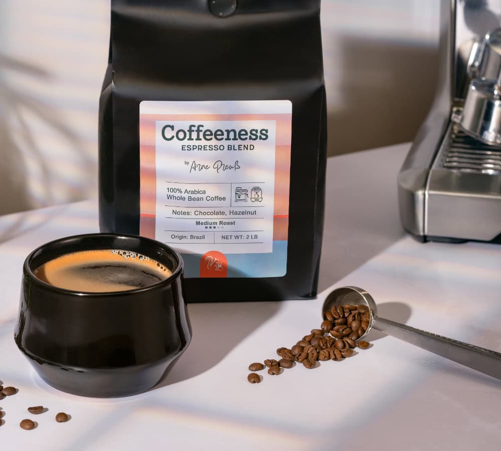 Coffeeness Signature Espresso Blend Whole Coffee Beans with nice crema