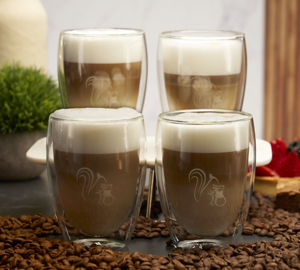 Latte Glasses Double Walled Set of 4