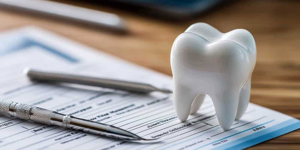 Tooth on paper with dental tools