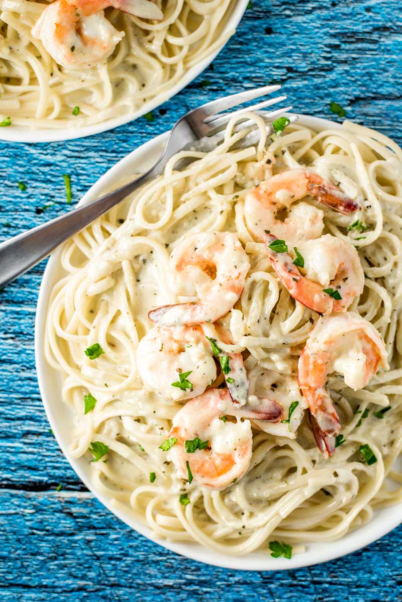 Creamy Pesto Shrimp Pasta - Homemade Hooplah