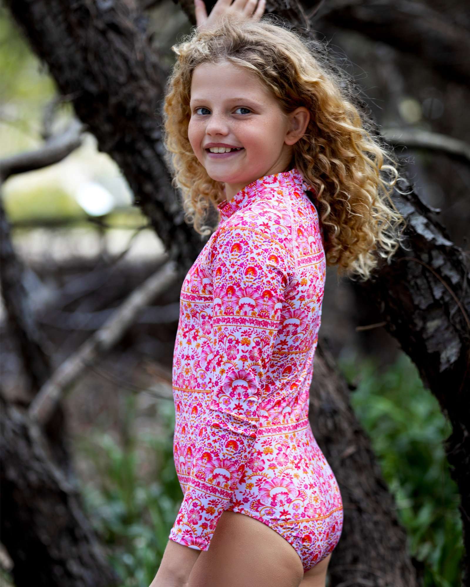 Girls Rio Long Sleeve 1 Piece Swimsuit Teen Tween Bon Co REPREVE®