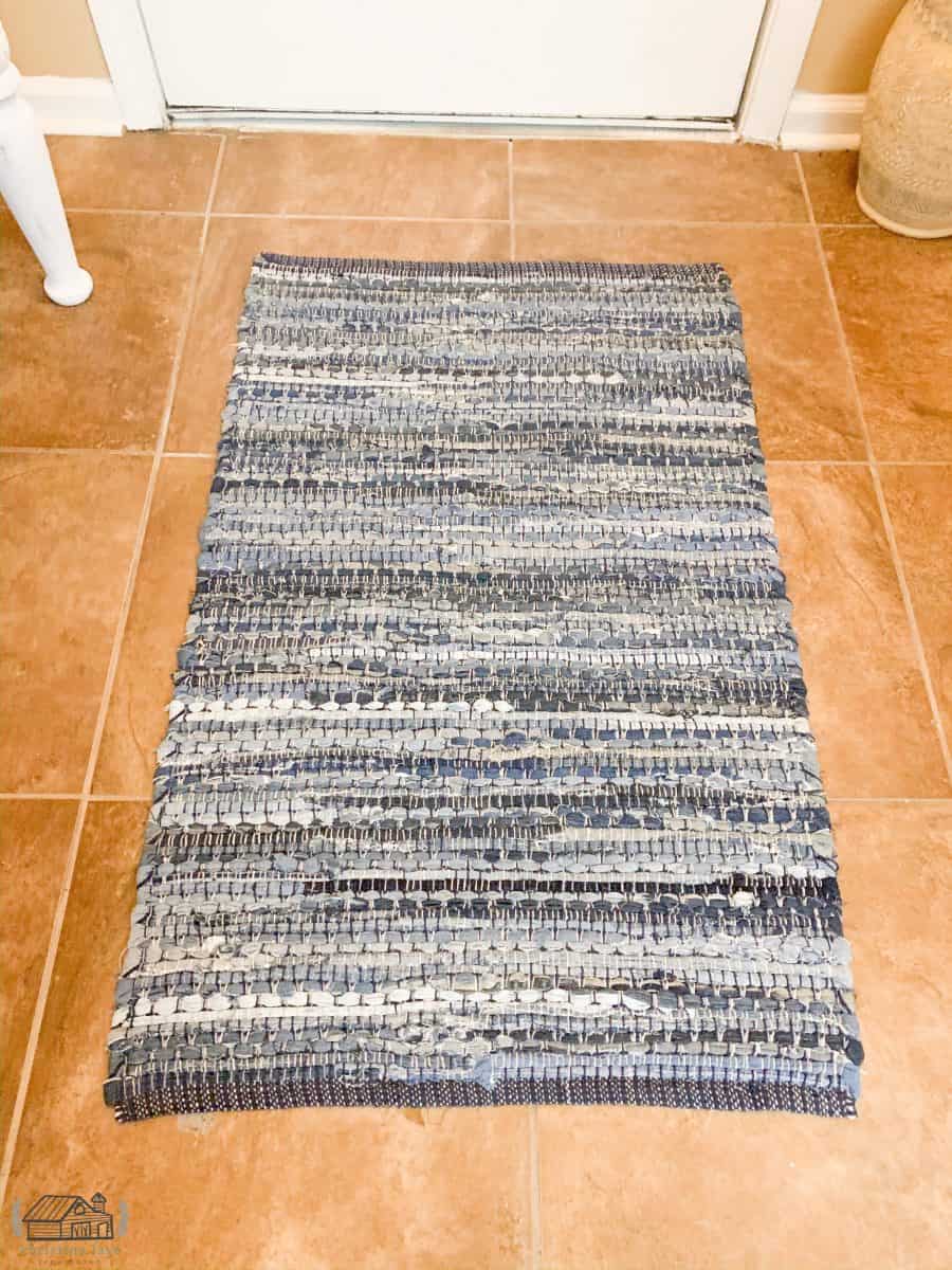 Blue and white rug