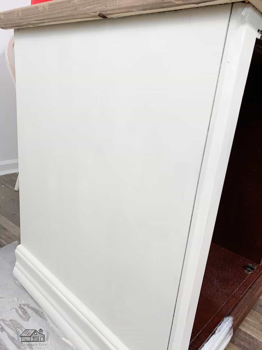 Cabinet with Two Layers of Dixie Belle Drop Cloth 
