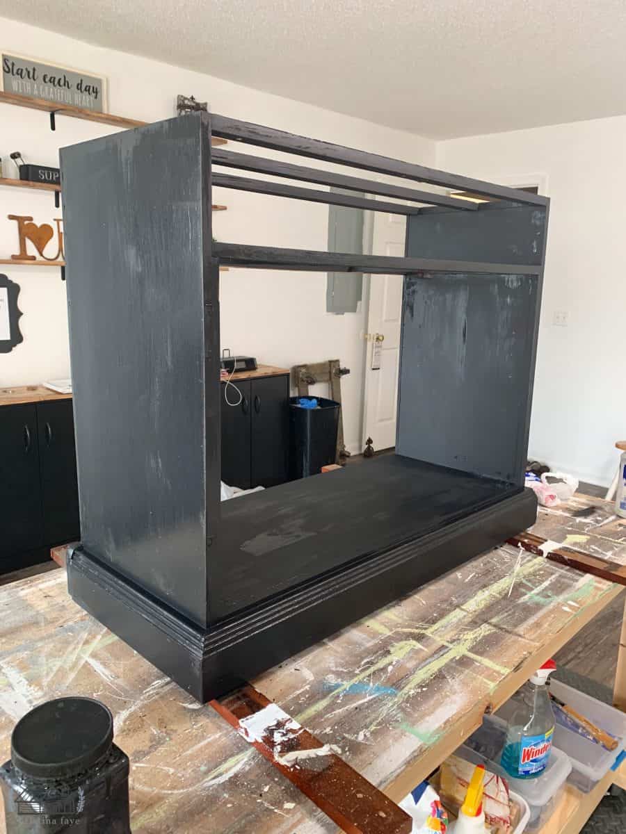 Repurposed cabinet with Two Coats of Dixie Belle's Caviar Paint 