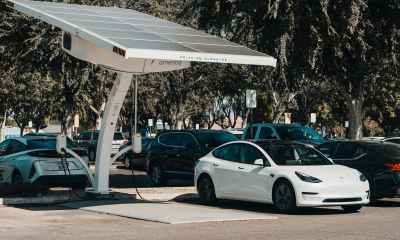 electric cars charging on stations