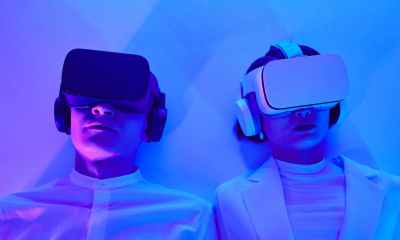 close up shot of two people playing vr box