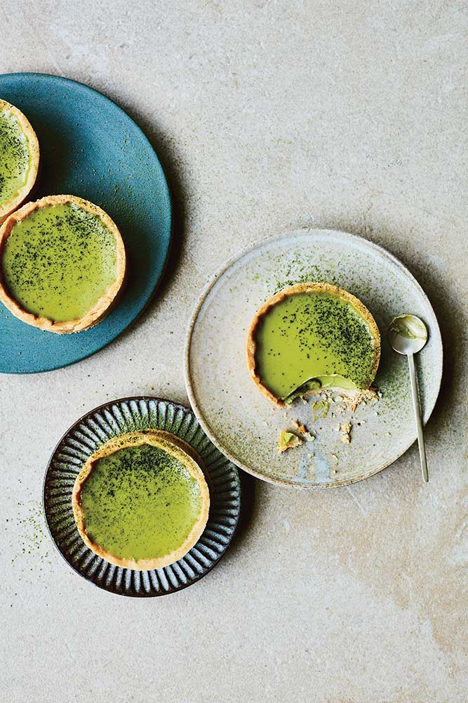 Matcha and Lemon Posset Tarts