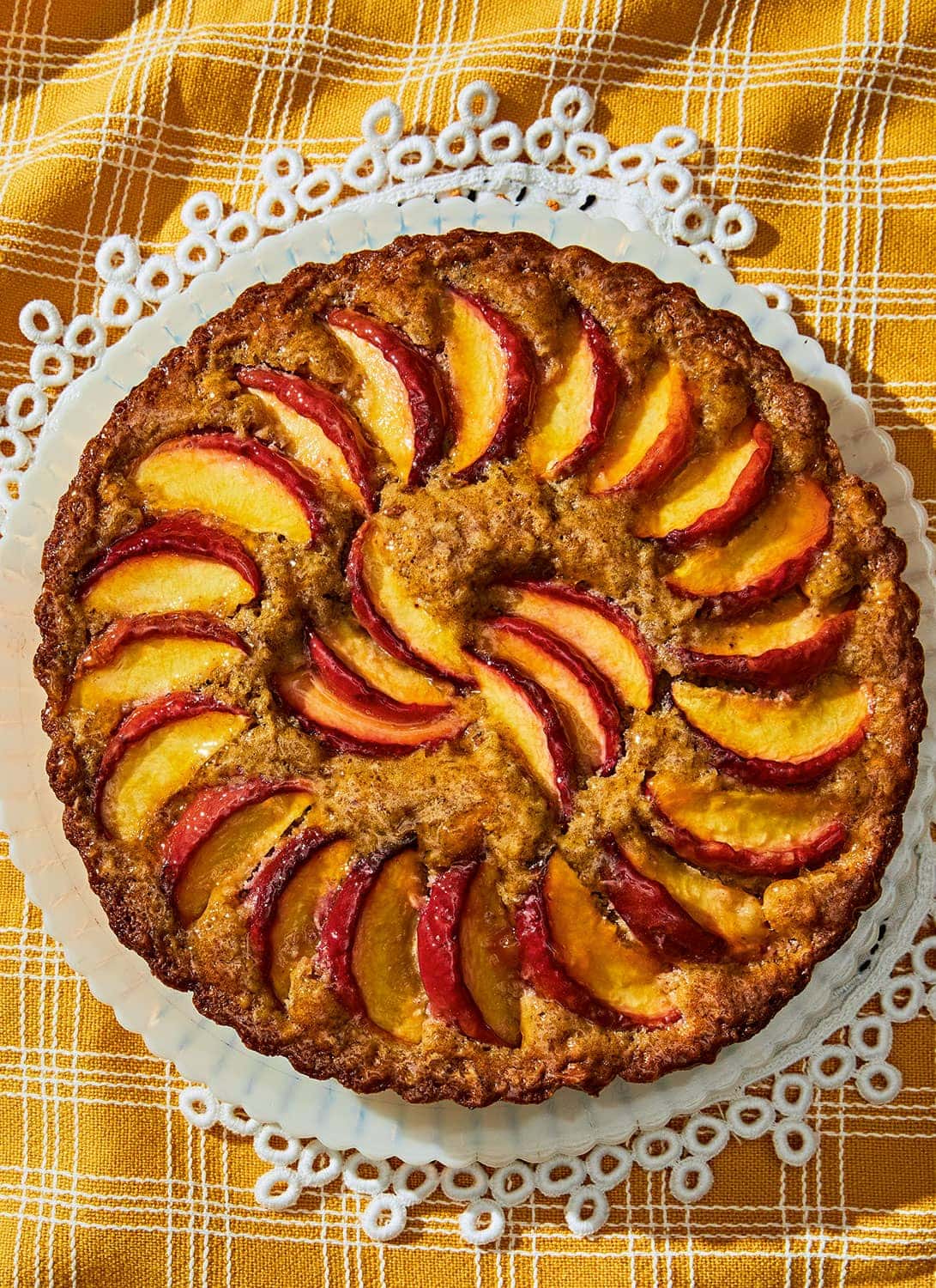 Claire Saffitz What's for Dessert peach bourbon pecan cake