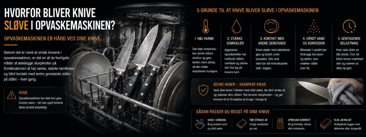 Hvorfor bliver knive sløve i opvaskemaskinen