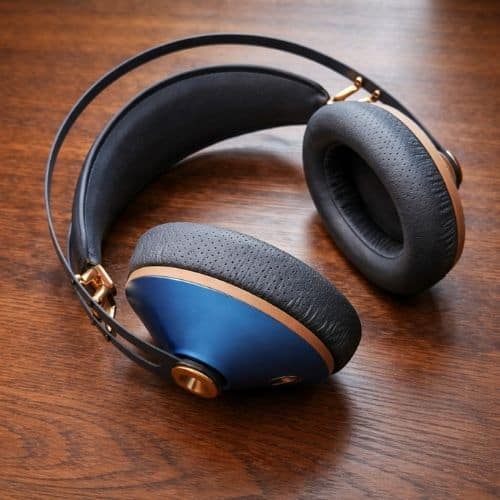 et par noise cancelling headphones på et bord