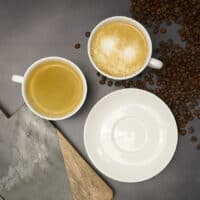 Coffeeness grosse Cappuccino Tasse von oben mit Untertasse