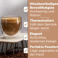 Doppelwandige Cappuccino Glaeser von Coffeeness mit Vorteilen