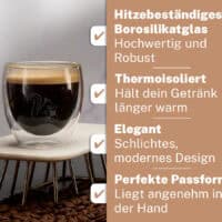 Doppelwandige Espresso Glaeser von Coffeeness mit Vorteilen