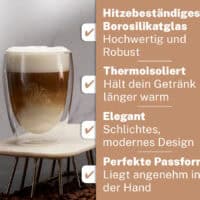 Doppelwandige Latte Macchiato Glaeser von Coffeeness mit Vorteilen