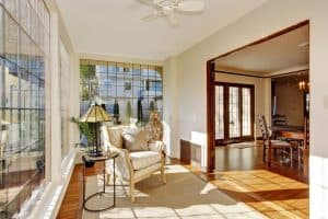 how to revive sun faded wood floors | Beautiful home with wood floors with sunlight coming through