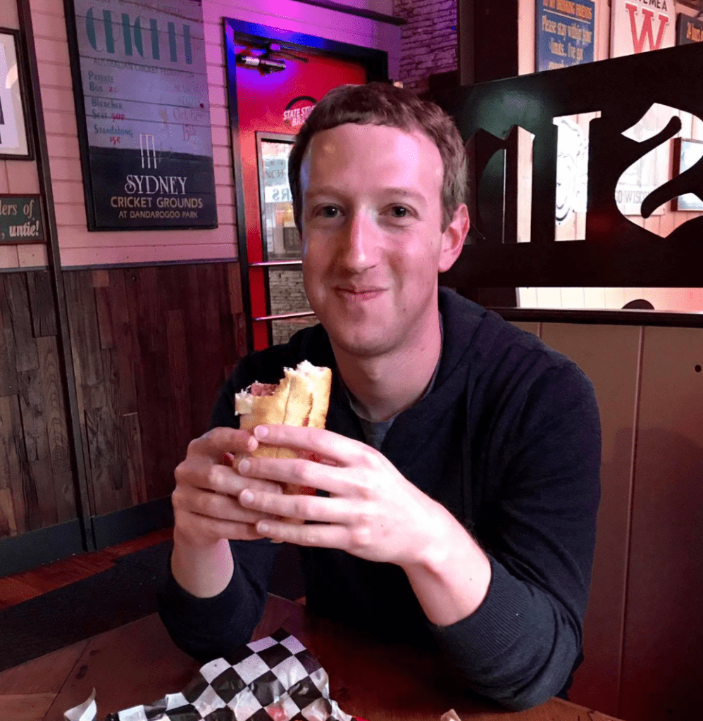 mark zuckerberg eaeting sandwich