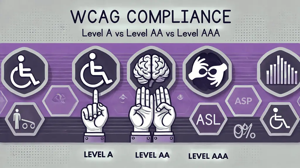 image diagram showing WCAG compliance levels A, AA, and AAA