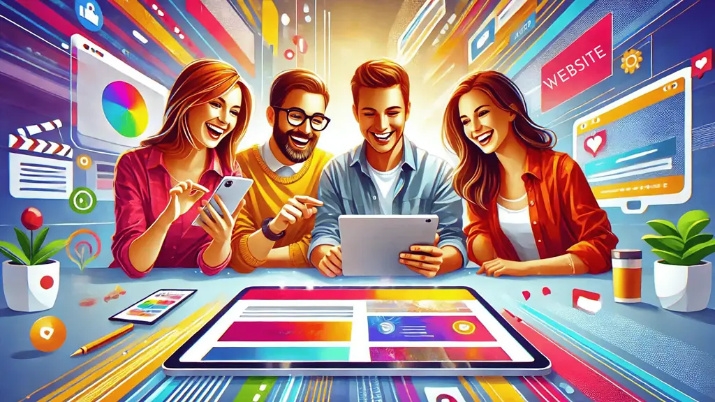 image image of a happy user interacting with content on a website. This can be placed here to visually represent user engagement