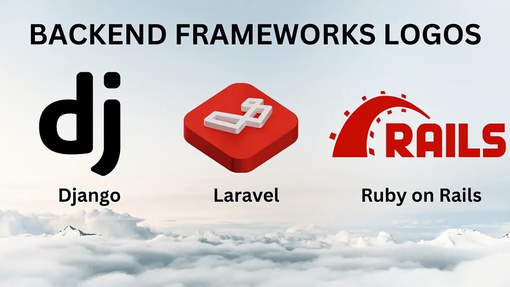 image backend frameworks logos (e.g., Django, Ruby on Rails, Laravel, etc.)