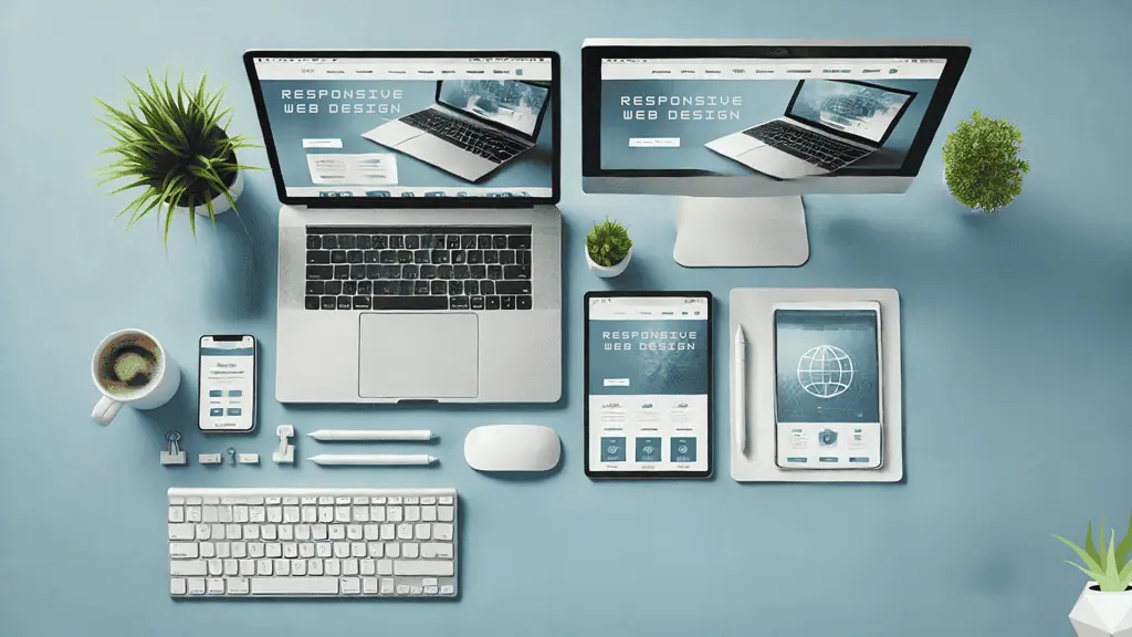 image visual representation of a responsive design layout on different devices