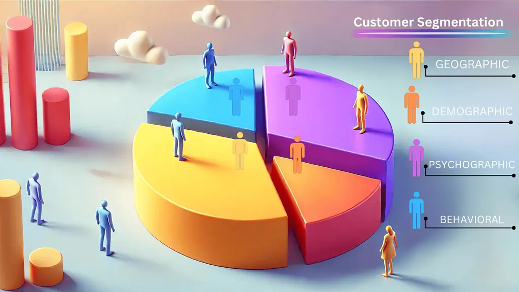 image visual representation of customer segmentation based on age, location, and purchasing behavior.