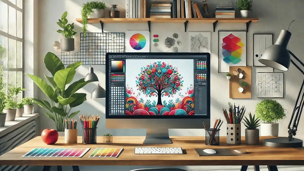 image here of various brand materials (website, business card, logo) all using consistent colors