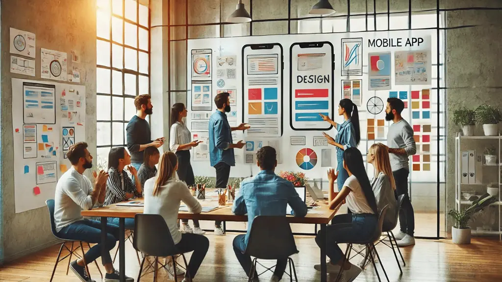 image designer conducting user research or a focus group in action
