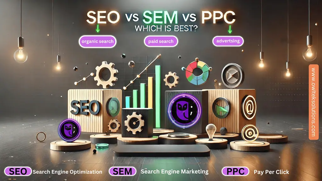 image showing an example of a PPC ad from Google Ads alongside organic search results to illustrate the differences between SEO and SEM.