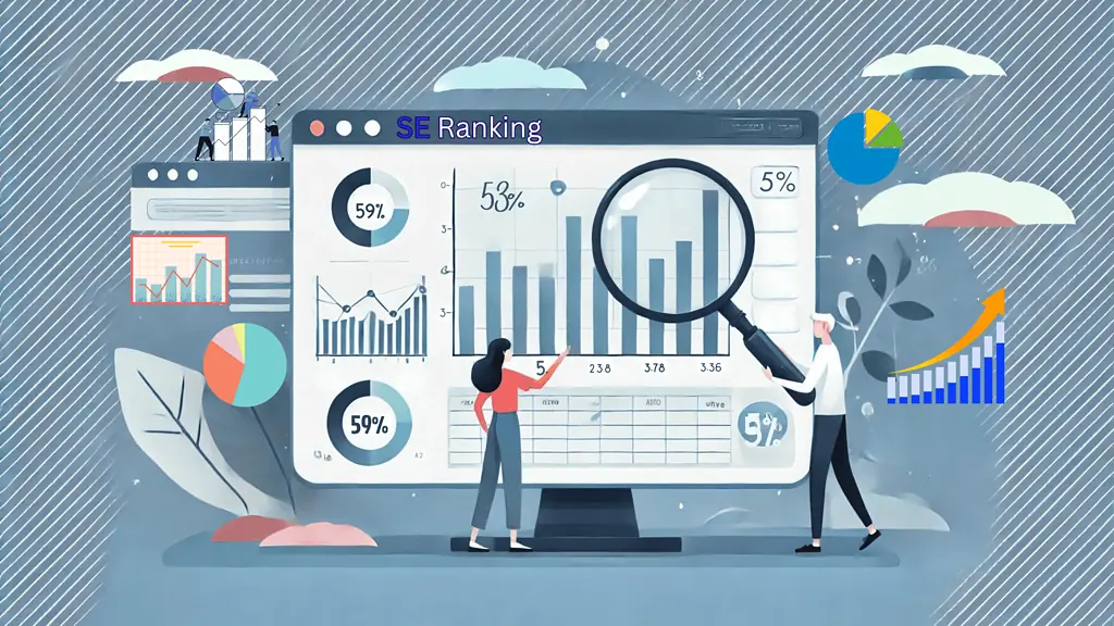 image dashboard screenshot from SE Ranking showing keyword tracking and PPC performance metrics.